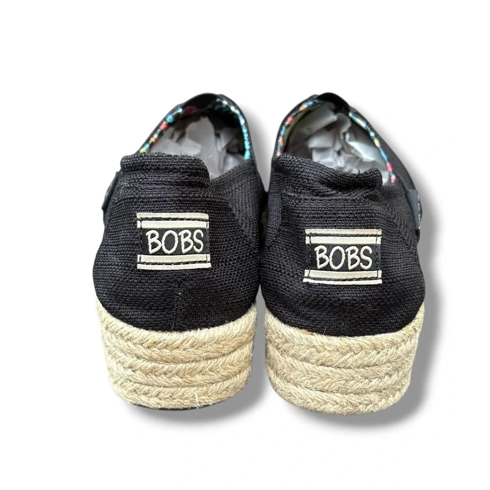 BOBS from Skechers Women's Black Canvas High Jinx Espadrille‎ Flats Size 8